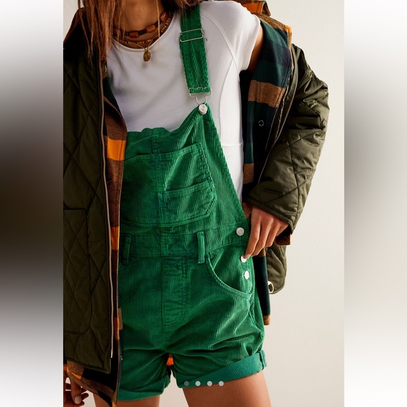 Free People Denim - We The Free Ziggy Cord Overalls in Shady Glade Size Medium
